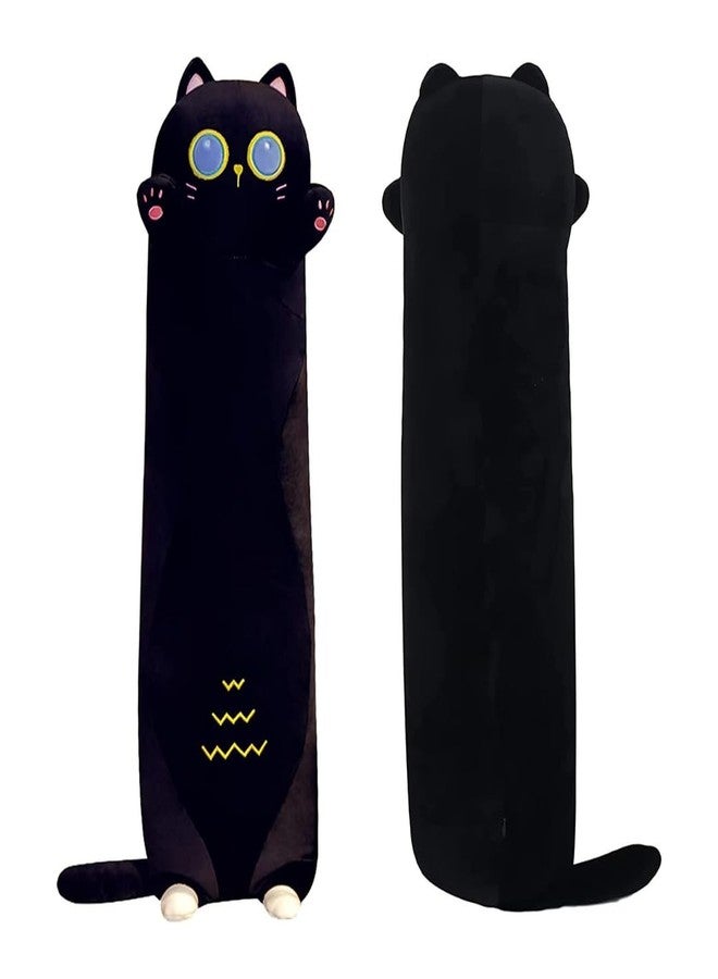 TechMax Solution Black Long Cat Plush Pillow, Cat Stuffed Animals Body Pillow Cute Kitten Plush Hugging Pillow Toy Gifts for Kids - Image 1